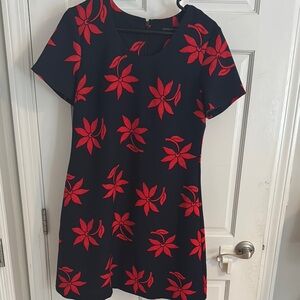 Black Dress with Red Floral Pattern